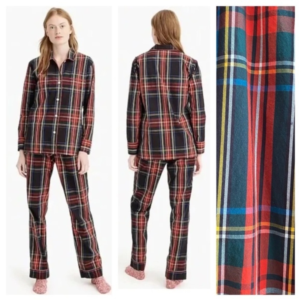 J. Crew Red Black Stewart Tartan Holiday Plaid Cotton Vintage Pajama Set S